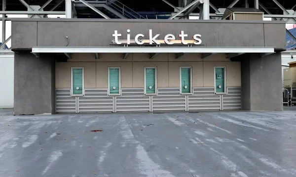 Ticket booth at Football stadium background