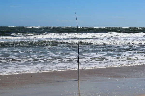 Ocean beach Florida, ABD ayakta yalnız sörf olta kamışı