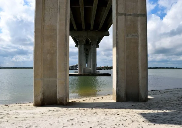 Vue Dessous Travée Pont Bord Rivière Floride États Unis — Photo