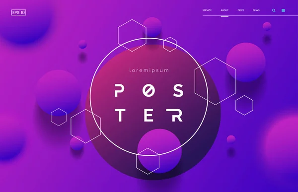 3 d 効果を含む web ページのカラフルな幾何学的な背景。テキストのためのスペースと垂直の抽象的なポスター。ネオン図形構成。あなたのデザインの要素です。ベクター eps 10. — ストックベクタ