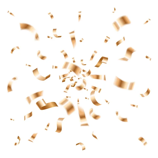 Gold Confetti Explosão Isolada Sobre Fundo Branco Transparente Confete Dourado — Vetor de Stock