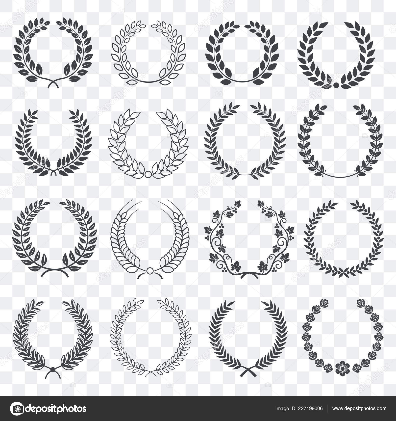 Download Vintage laurel wreath set. Circular wreath collection ...