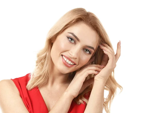 Jonge mooie lachende vrouw — Stockfoto