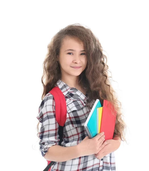 Stylish teenager with copybooks — Stock Photo, Image