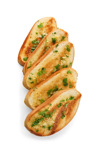 Heerlijke Huisgemaakte Knoflook Brood Geïsoleerd Wit — Stockfoto