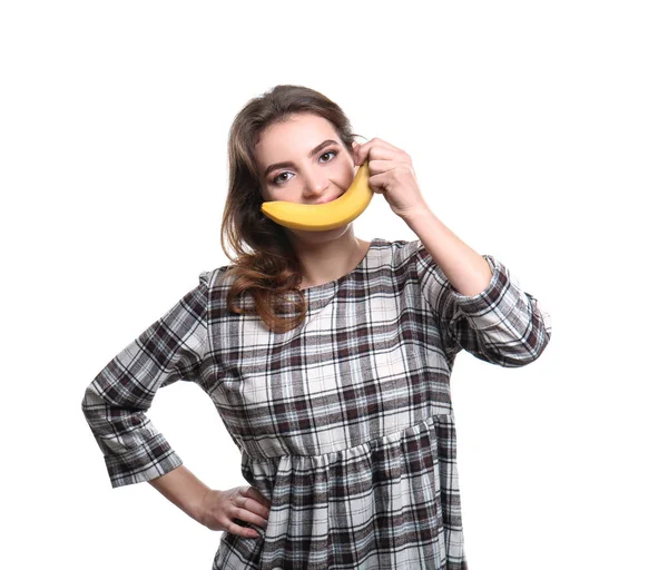 Giovane donna con banana — Foto Stock