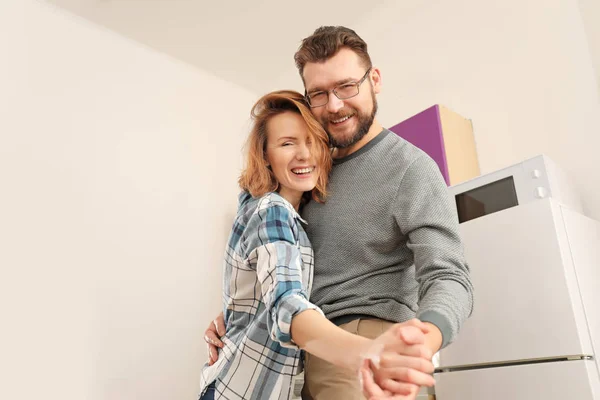 Lovely Couple Dancing Together Kitchen — Stock Photo, Image