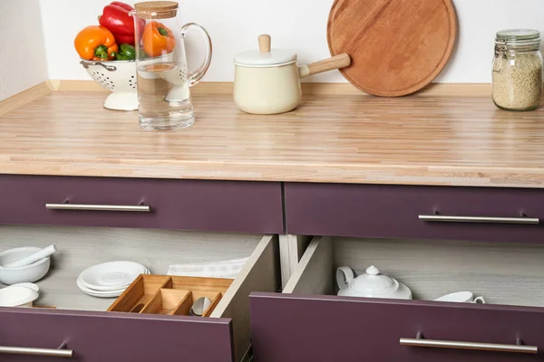 Different Kitchenware Drawers — Stock Photo, Image