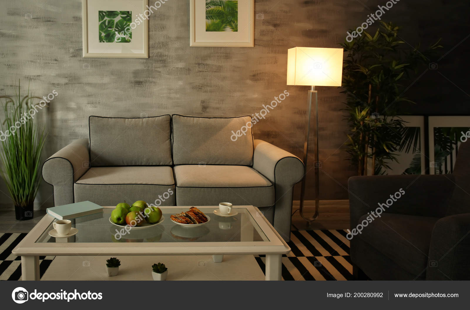 Wohnwand Wohnzimmer Anbauwand 4 Teilig Weiß Hochglanz Beton Colorado