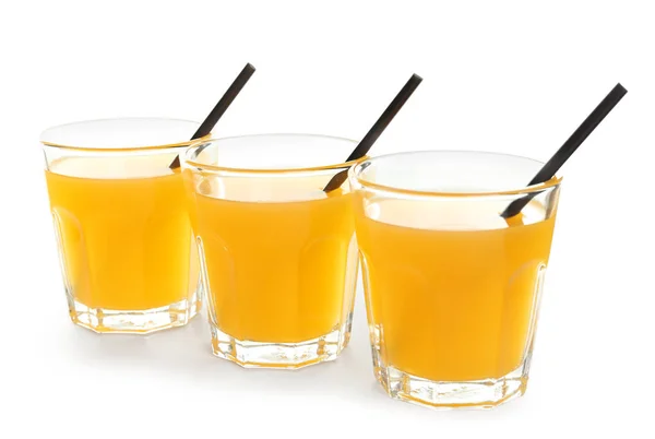 Glazen Lekkere Sap Van Citrusvruchten Witte Achtergrond — Stockfoto