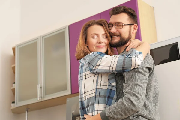 Lovely Couple Dancing Together Kitchen — Stock Photo, Image