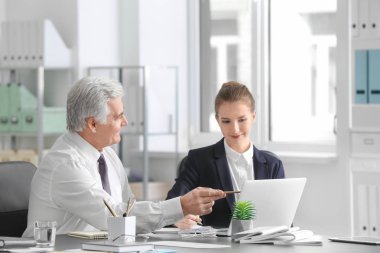 Ofis stajyer ile olgun Pazarlama Yöneticisi