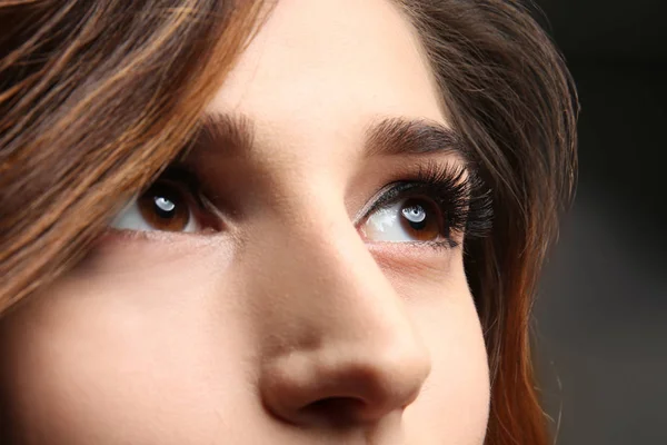 Young Woman Elegant Makeup Long Eyelashes Closeup Eyelash Extensions — Stock Photo, Image