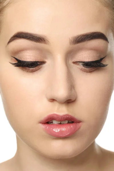 Young Woman Beautiful Eyebrows Closeup — Stock Photo, Image