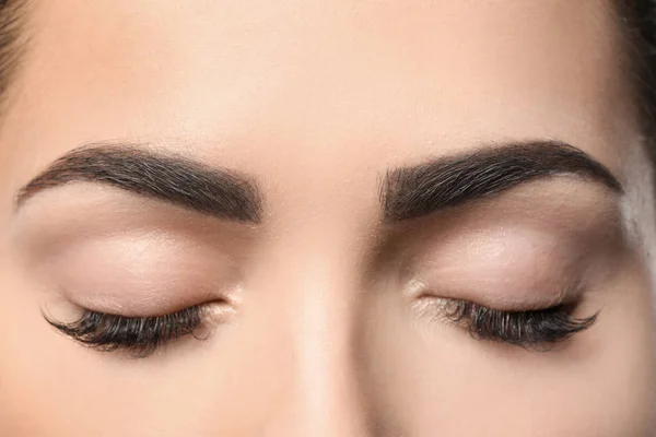 Young Woman Permanent Eyebrows Makeup Closeup — Stock Photo, Image