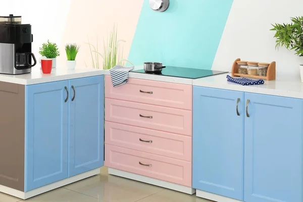 Colorful modern kitchen interior — Stock Photo, Image
