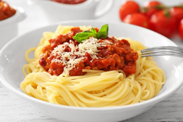 Delicious Pasta Meat Sauce Plate — Stock Photo, Image