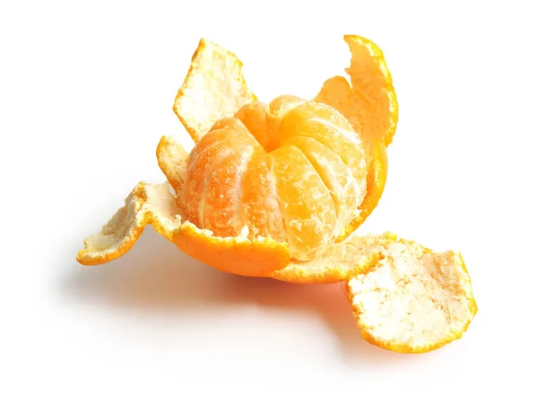 Mogen Tangerine Vit Bakgrund — Stockfoto