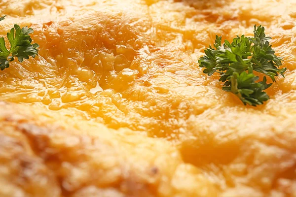 Crosta Formaggio Sopra Deliziose Lasagne Primo Piano — Foto Stock
