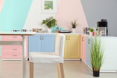 Renkli modern mutfak iç