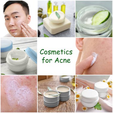 Genç erkekler ve kozmetik akne için ayarla 