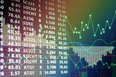Menkul Kıymetler Borsası grafikler ve oranları renk arka plan üzerinde. Finansal ticaret kavramı