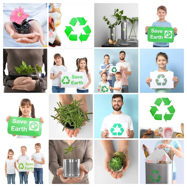 Set Con Gente Basura Para Concepto Reciclaje — Foto de Stock