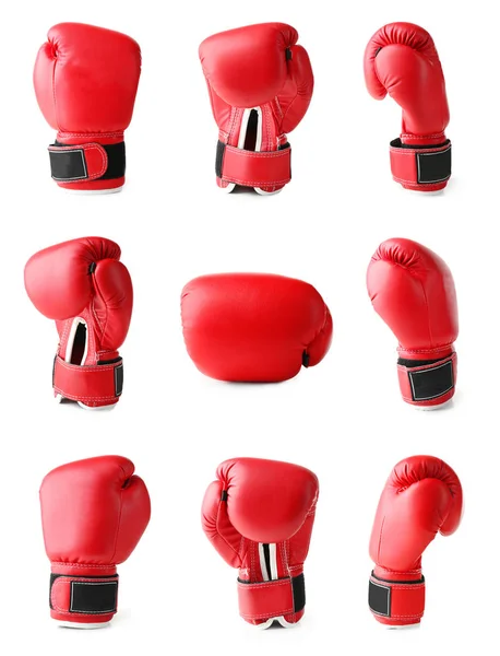 Conjunto de guantes de boxeo sobre fondo blanco — Foto de Stock