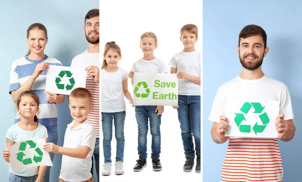 Set People Posters Concept Recycling — Stock Photo, Image