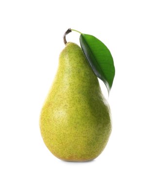 Beyaz zemin üzerine lezzetli olgun armut