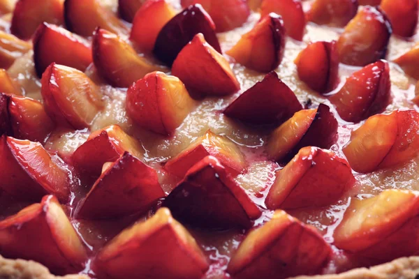 Deliziosa Torta Con Prugne Primo Piano — Foto Stock