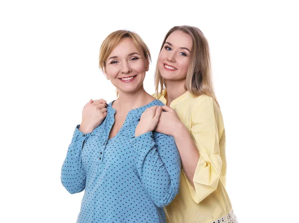 Jeune Femme Avec Mère Sur Fond Blanc — Photo