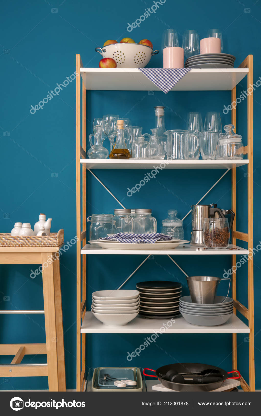 Storage Stand Dishes Glassware Color Wall Stock Photo by ©belchonock  212001878