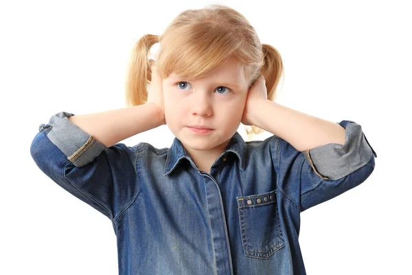 Cute Little Girl Putting Money Piggy Bank Table Indoors — Stock Photo, Image