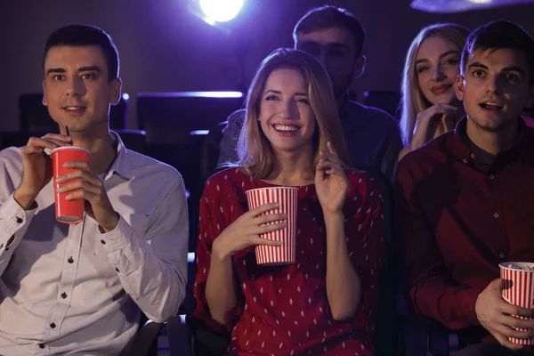 Young Couple Watching Movie Cinema — Stock Photo, Image