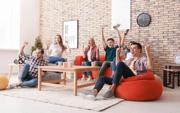 Young People Watching Discussing Movie Home Cinema — Stock Photo, Image