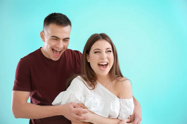 Casal Jovem Dançando Juntos Boate — Fotografia de Stock