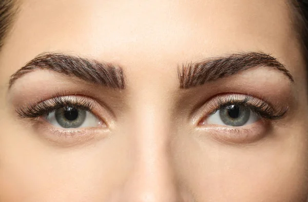 Young Woman Beautiful Eyebrows Closeup — Stock Photo, Image