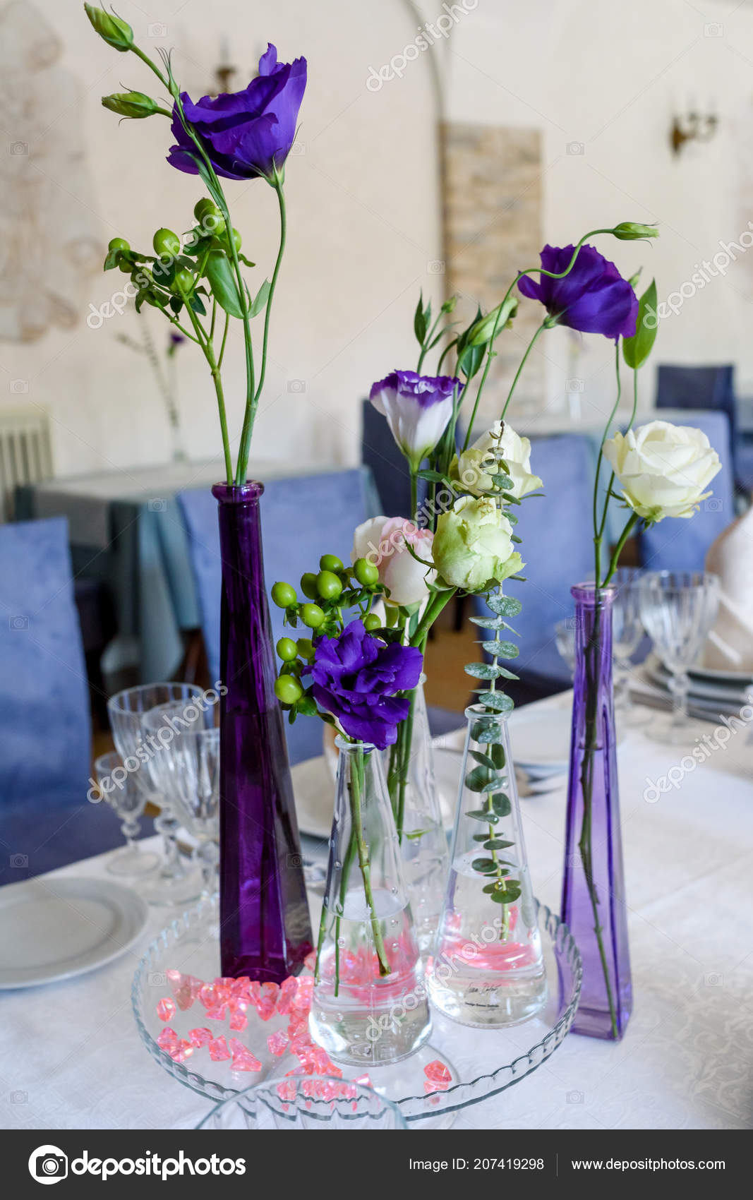 Beautiful Fresh Flowers Table Wedding Day Wedding Table Decoration
