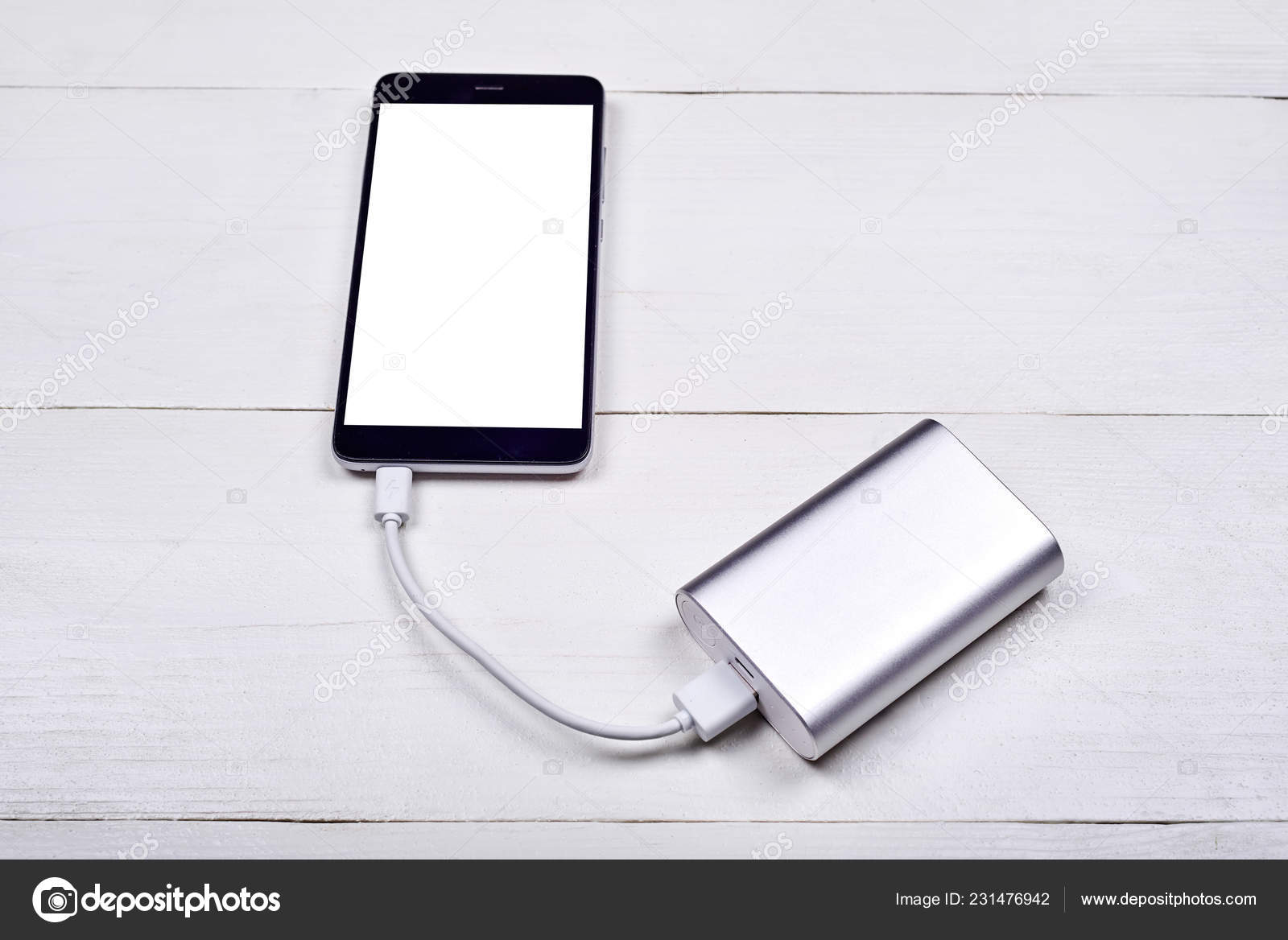 Download Mobile Smartphone White Blank Screen Charging Power Bank Battery Bank Stock Photo C D Duda 231476942 PSD Mockup Templates