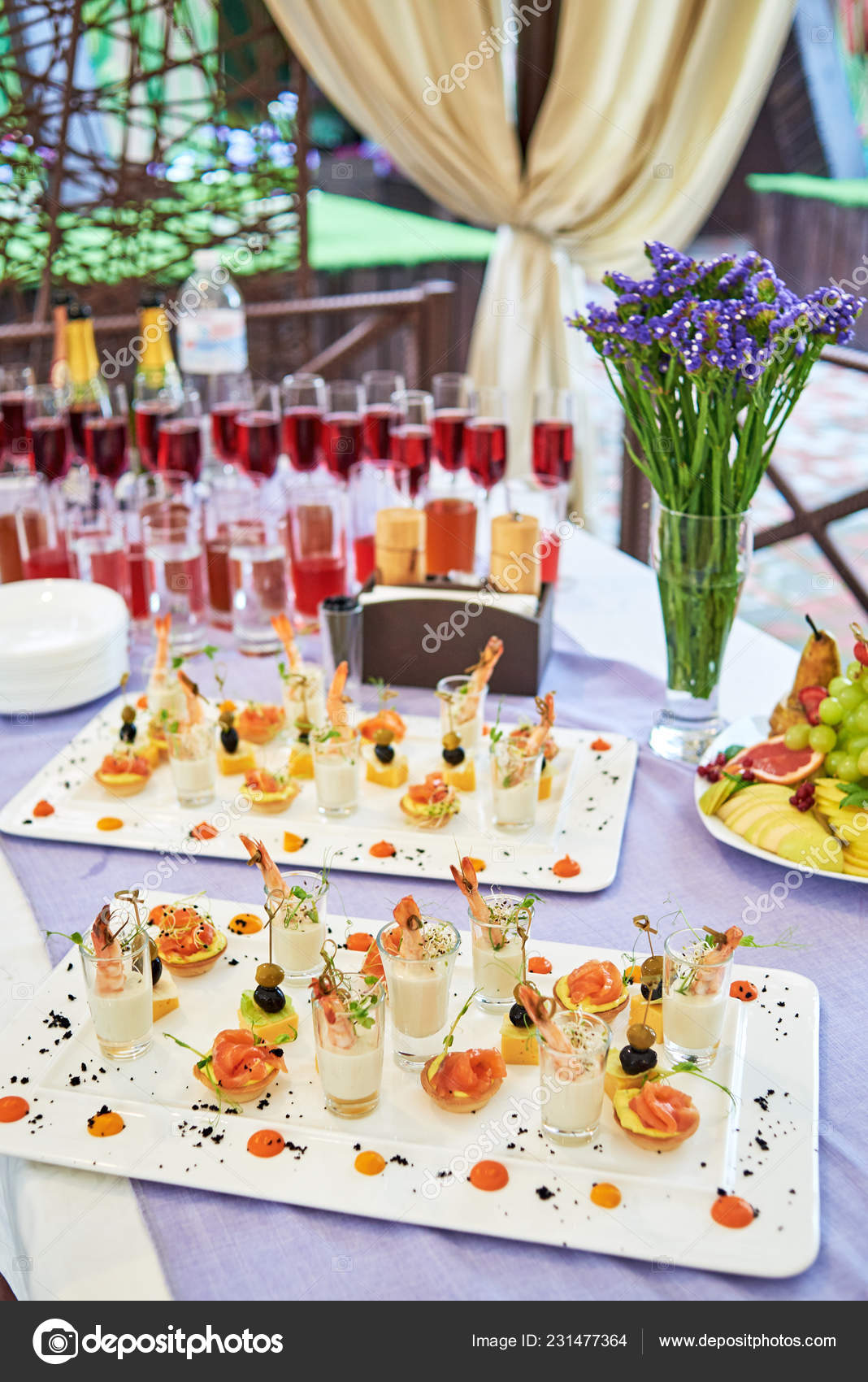 Buffet Table Snacks Canape Appetizers Champagne Wine Luxury