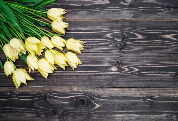 Ανοιξιάτικο Φόντο Δέσμη Των Λουλουδιών Τουλίπα Αντίγραφο Χώρου Κίτρινες Τουλίπες — Φωτογραφία Αρχείου