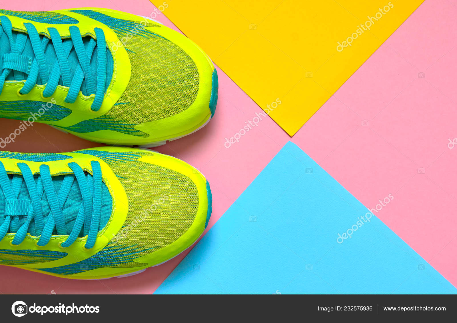 blue and yellow tennis shoes