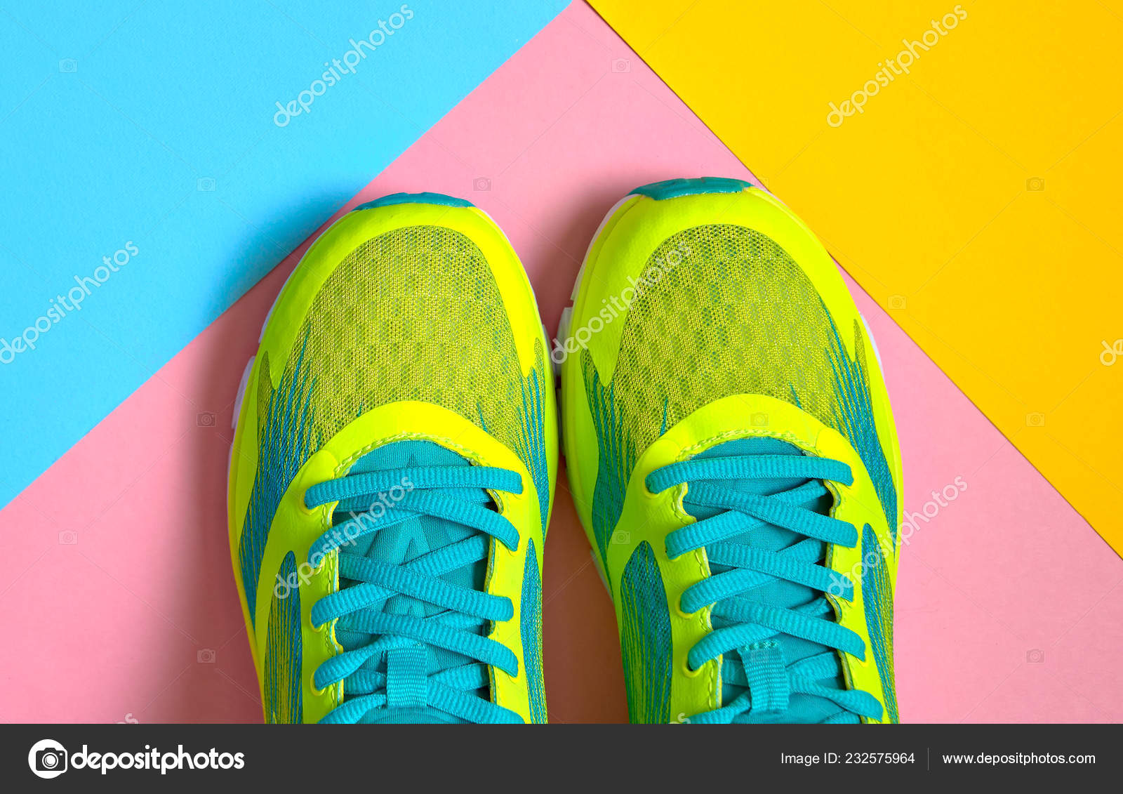 pink blue and yellow shoes