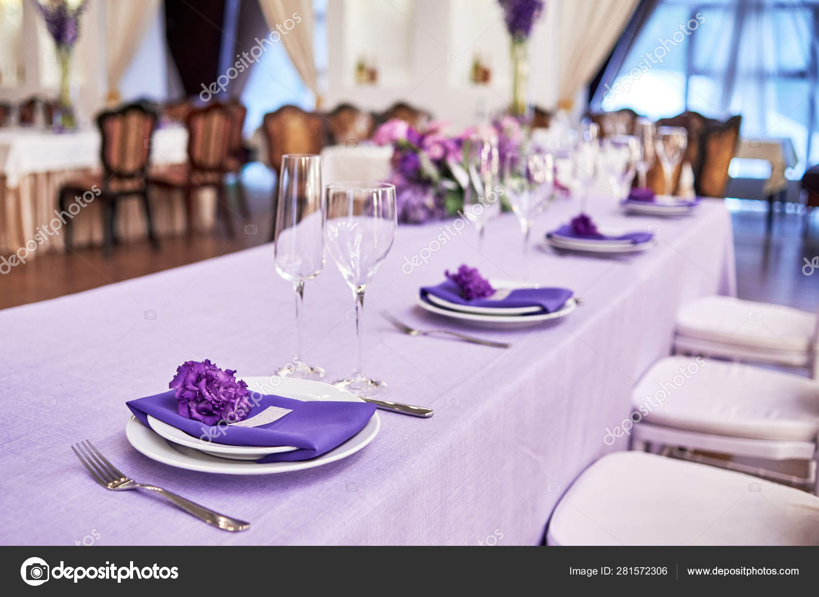 Table Setting With Blank Guest Card On Empty White Plate And Stock Photo Picture And Royalty Free Image Image 103839718