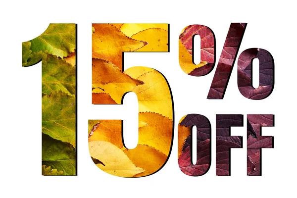 15% descuento promoción venta de póster, anuncios. Banner de venta de otoño — Foto de Stock