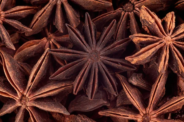 Anise semillas de estrellas textura de fondo, espacio de copia, de cerca. Arriba v —  Fotos de Stock