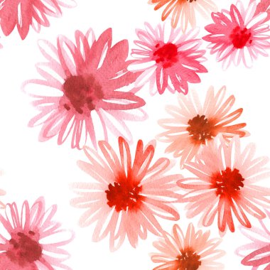 Altın-papatya seamless modeli. Altın-papatya çiçekler suluboya çiçek arka plan. El boyama çekilmiş. Stil kroki. Tekstil, baskı, kağıt ve dekorasyon için botanik illüstrasyon.