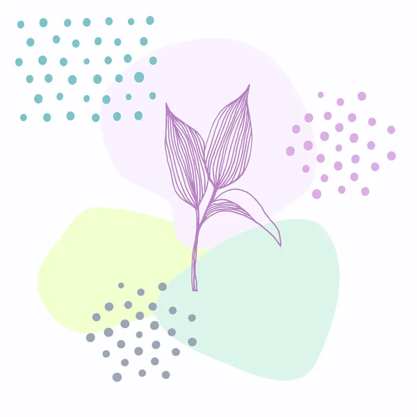 Квітковий Абстрактний Векторний Фон Пастельними Плямами Листям Ручному Намальованому Стилі — стоковий вектор