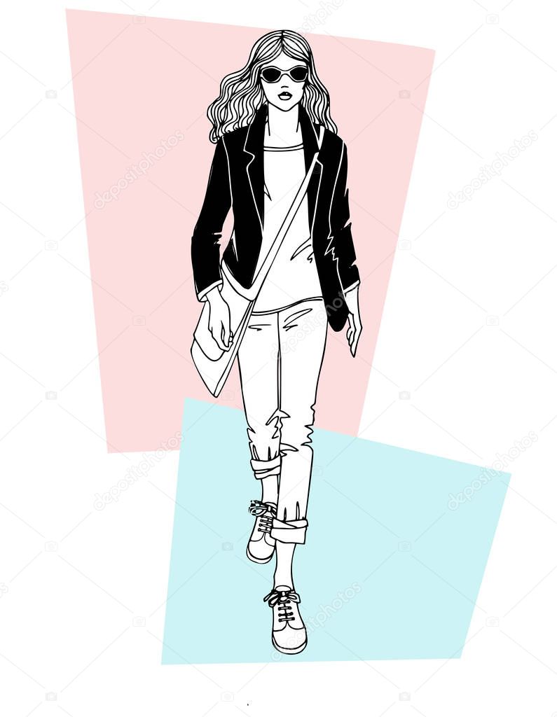 Young girl, casual style.